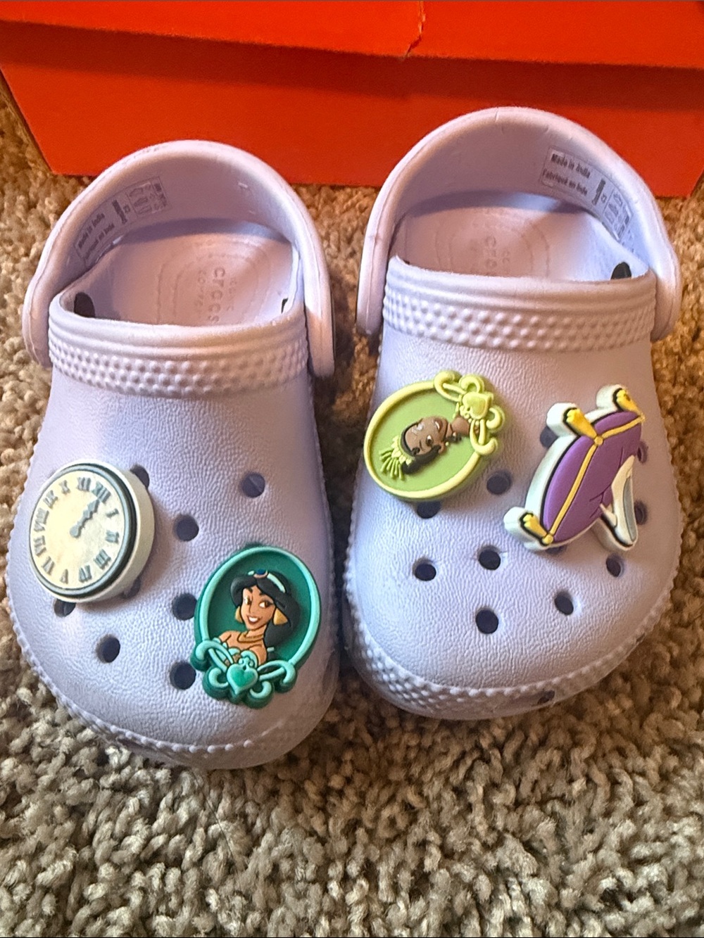 Kids Lavender Slip-On crocs Shoes with Decorative Charms